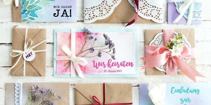 DIY: Hochzeitseinladungen selber basteln – 13 schöne Ideen & Beispiele