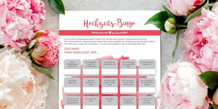 Hochzeitsbingo: Das perfekte Spiel, damit sich die Hochzeitsgäste kennenlernen!